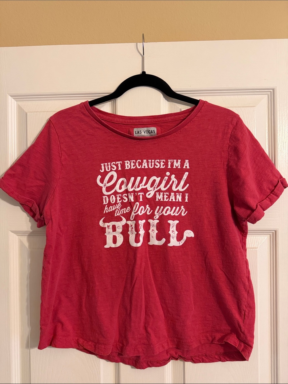 Red Short Sleeve Graphic Cowgirl Western Tee Shirt - Picture 1 of 6